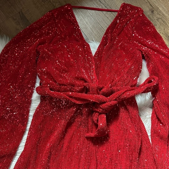 HELLO MOLLY Static Memory Sequin Dress In Red - Picture 8 of 9